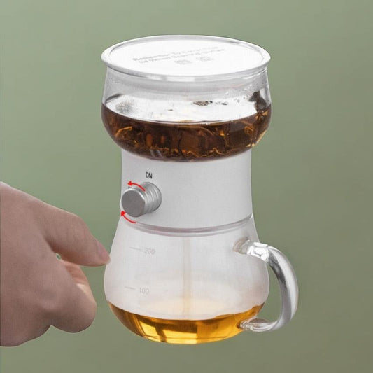 ماكينة تحضير الشاي QuickEase Travel Tea Maker: ماكينة تحضير الشاي المحمولة بلمسة واحدة وكوب منفصل لتحضير الشاي بسهولة أثناء التنقل