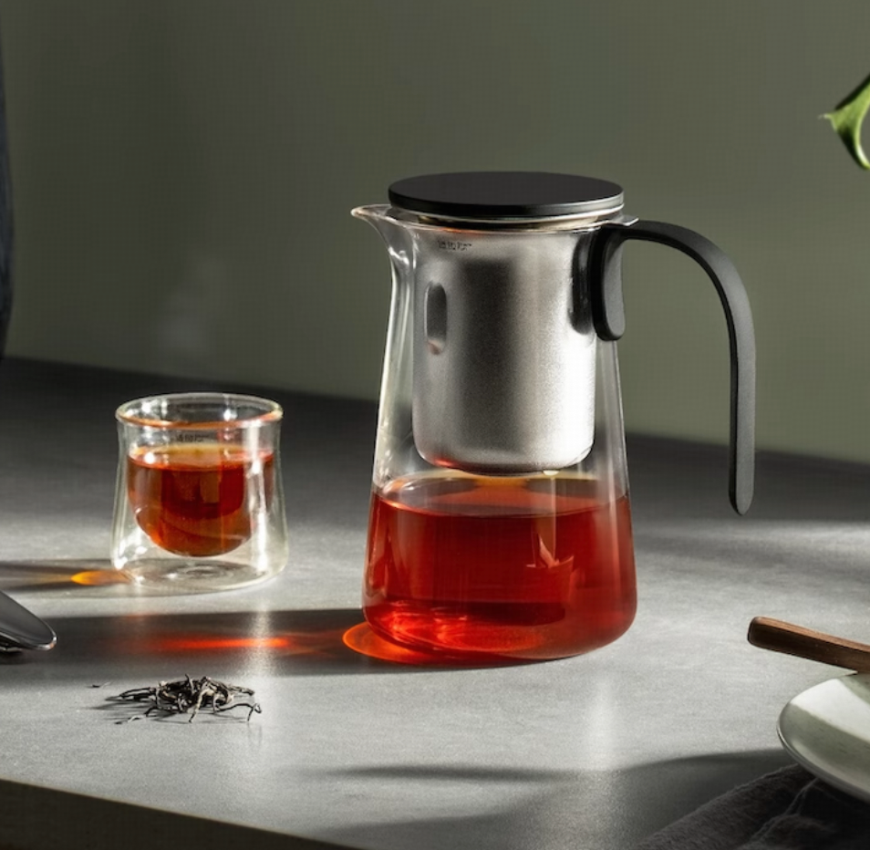 Magnetic One-Touch Tea Press Set: Water Separation Glass Teapot 【Upgraded Large Capacity】